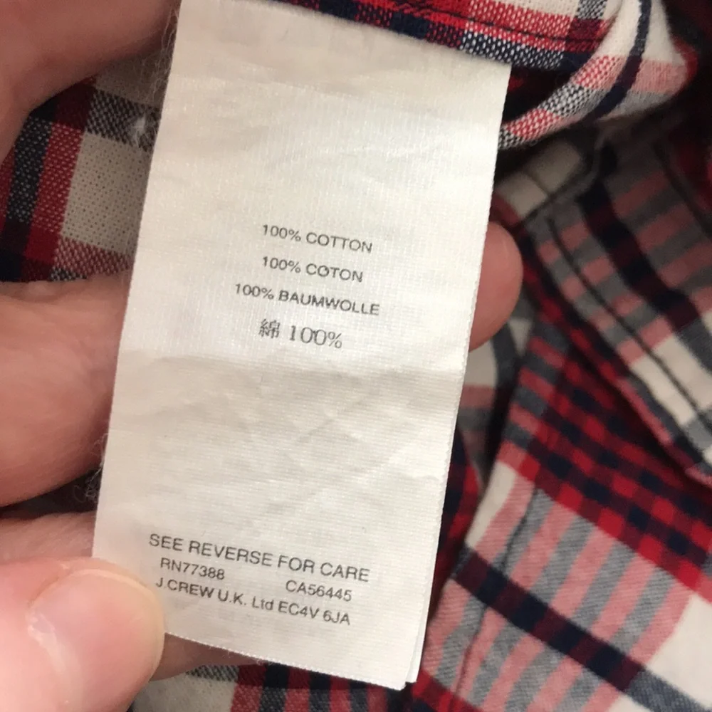 J CREW Red/Blue Plaid Long Sleeves Casual Mens Shirt | M